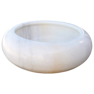 Natural Stone Carrara White Marble bathroom sink by Villohome, round polished bowl for above-vanity use