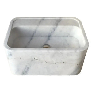 Carrara White Marble rectangular wall-mount bathroom sink by Villohome, 24 in L x 16 in W
