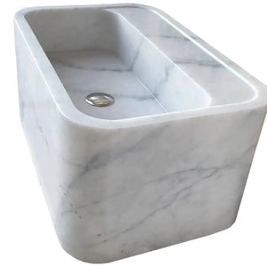 Villohome Carrara white marble rectangular wall-mount bathroom sink, 24in L x 16in W x 12in H