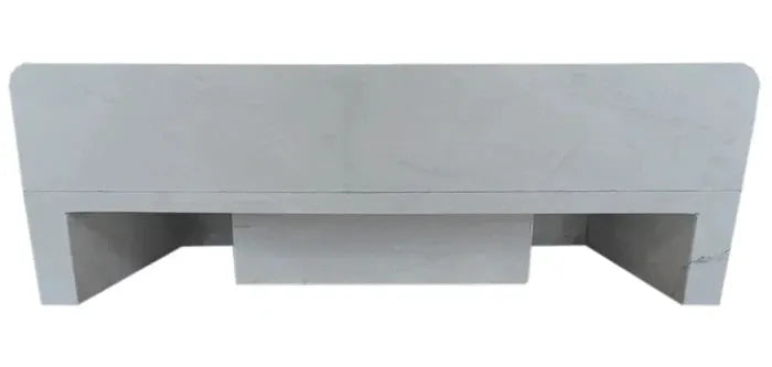 Carrara White Marble Wall-Mount Bathroom Sink with Backsplash by Villohome, 18in wide and 36in long, modern stone sink
