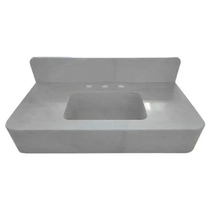 Carrara white marble wall-mount bathroom sink with backsplash, 18W x 36L x 6H, Villohome