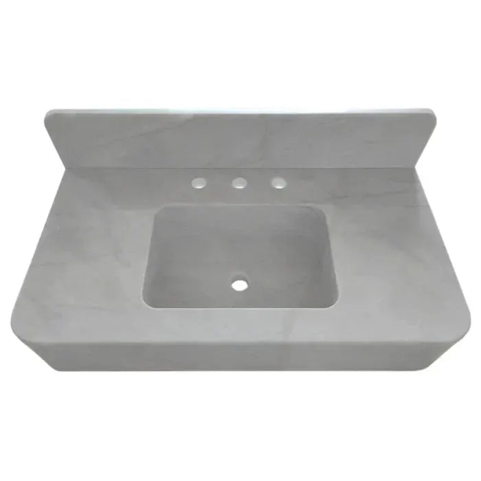 Villohome Carrara White Marble wall-mount bathroom sink with backsplash, 36 in L x 18 in W