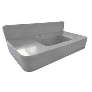 Carrara White Marble Wall-mount Bathroom Sink with Backsplash by Villohome; 18x36 inches