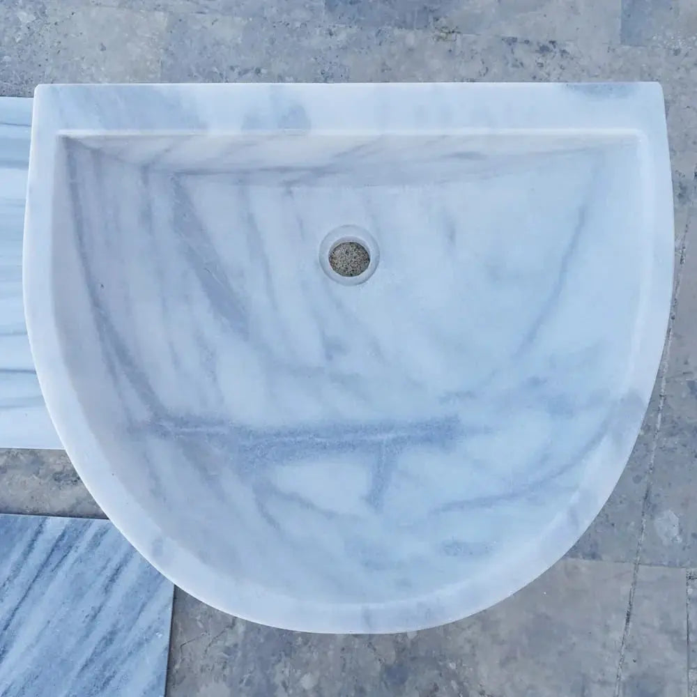 Natural Stone Carrara White marble wall-mount bathroom sink by Villohome