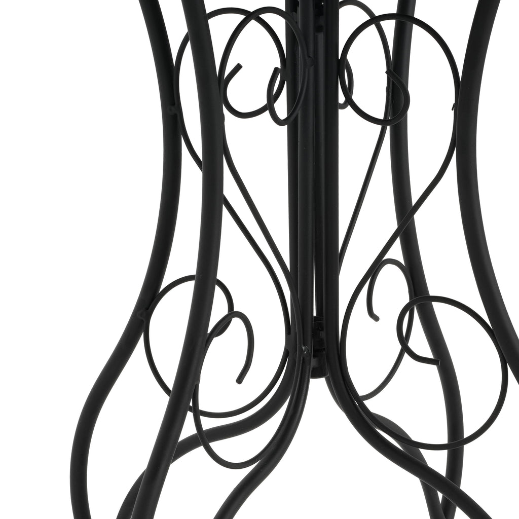 Vibrant French Country Round Ceramic Outdoor Side Table Black Ceramic Tile 14x14x22.44 inches