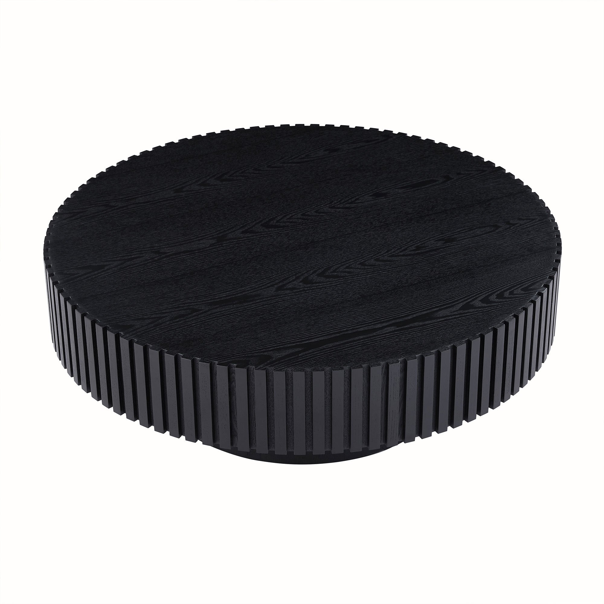 BLACK MDF coffee table 39.37inch Modern Handcraft Drum Coffee Table Round Wood Coffee Table for Living Room, Apartment