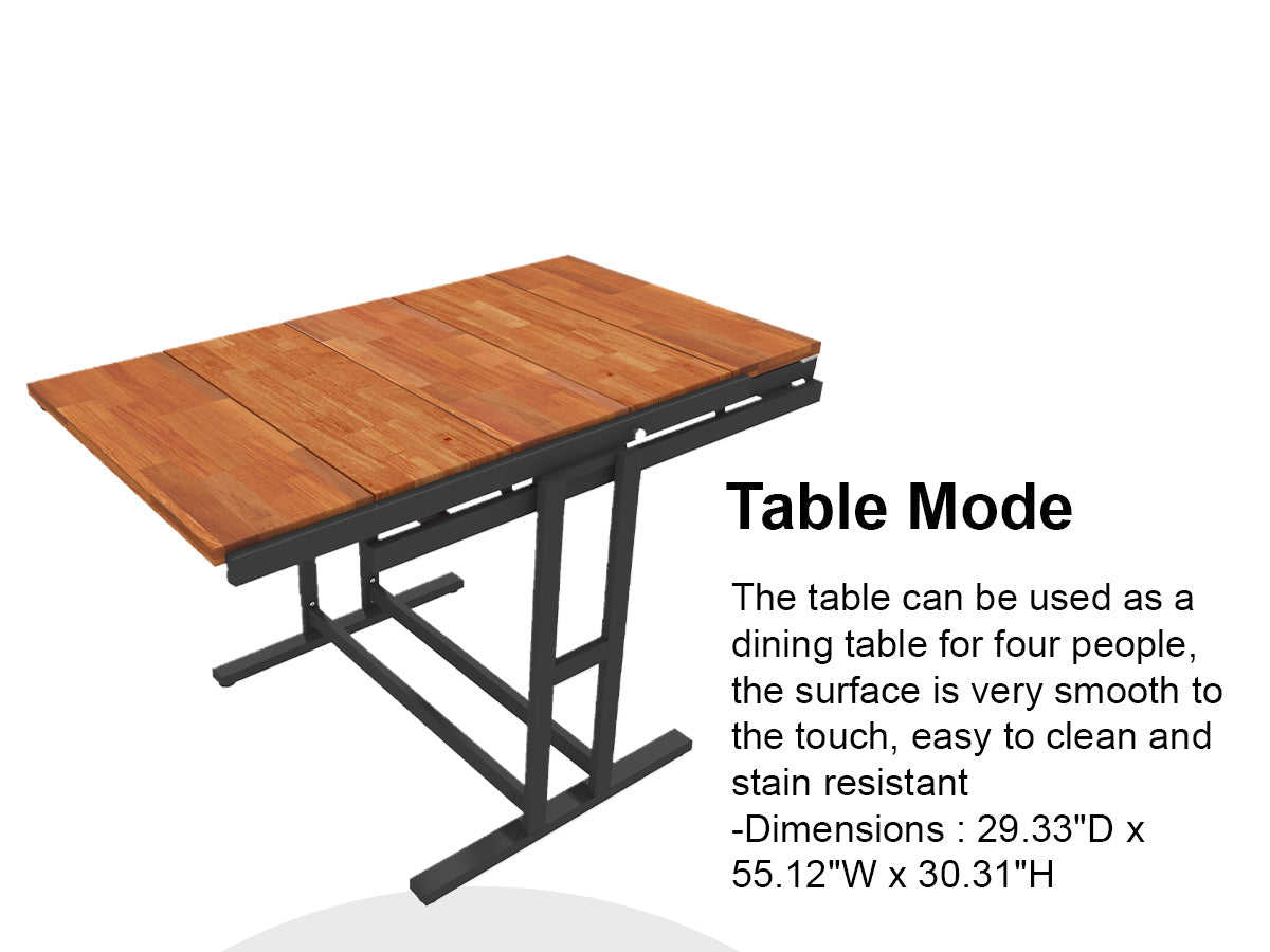 Extendable Dining Table Convertible 2 in 1 Shelf to Table with Metal Frame Industrial and Rustic Style for Small Spaces, Kitchen & Dining Room
