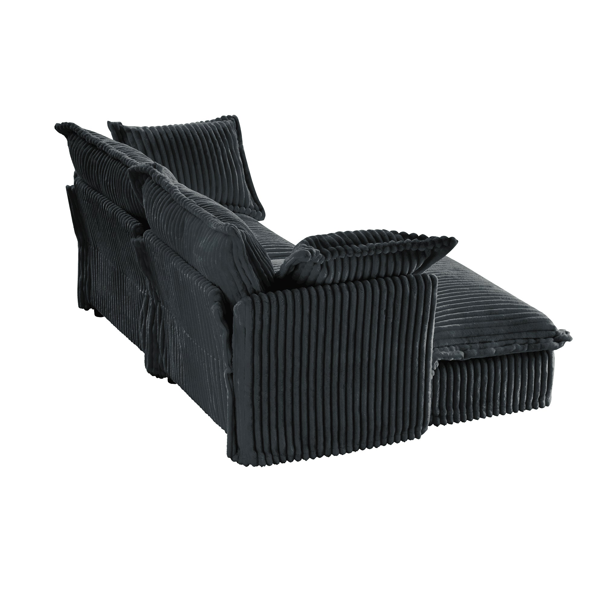 Slipcovered Sectional 2 Seater Sofa Couch with Convertible Ottoman, Wide and Deep Seat L Shaped Sofa with Detachable Cover and Soft Multiple Big Pillows,Gray Corduroy Fabric