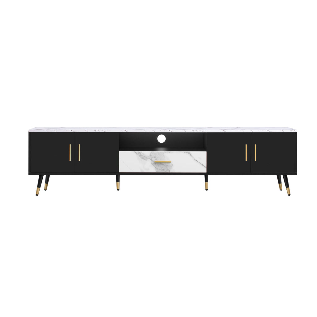 71'' Modern TV Stand with 2 Cabinets&  Open Compartments, Entertainment Center for TVs up to 80'', Television Console for Living Room, Bedroom, Home Theatre