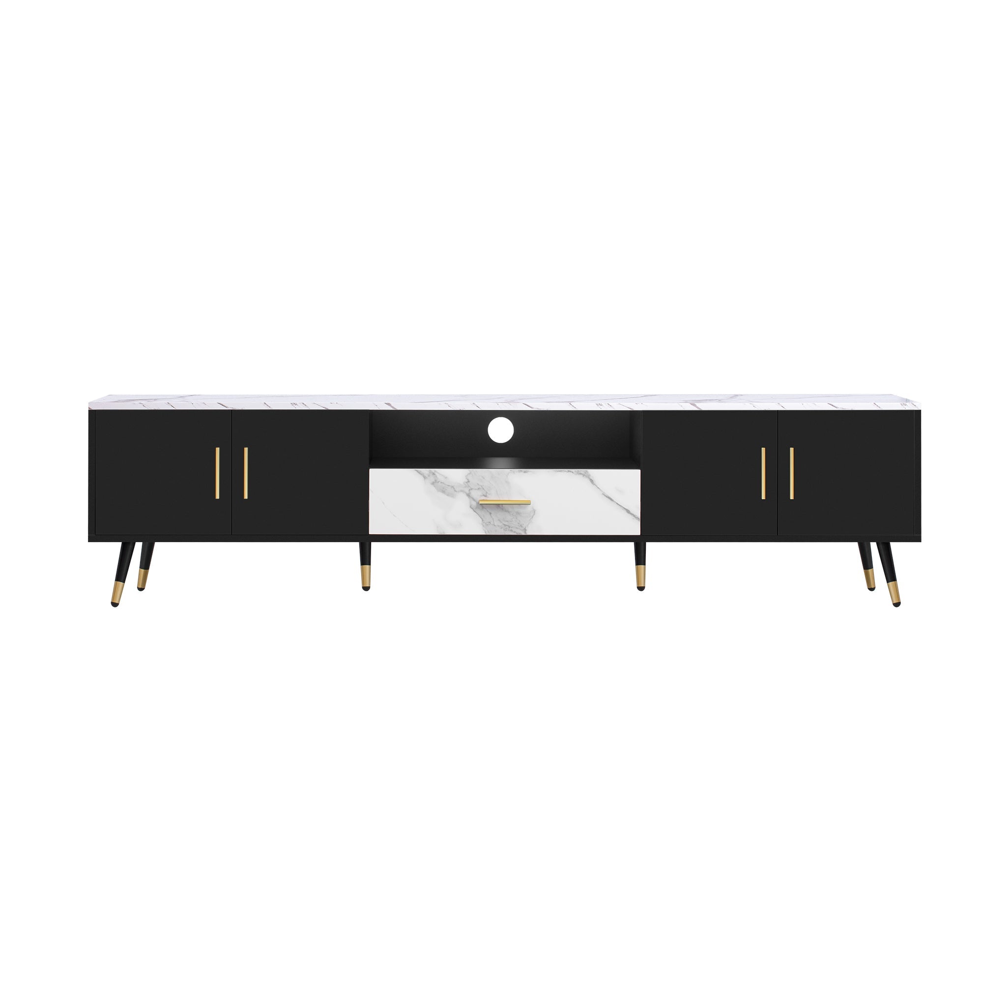 71'' Modern TV Stand with 2 Cabinets&  Open Compartments, Entertainment Center for TVs up to 80'', Television Console for Living Room, Bedroom, Home Theatre