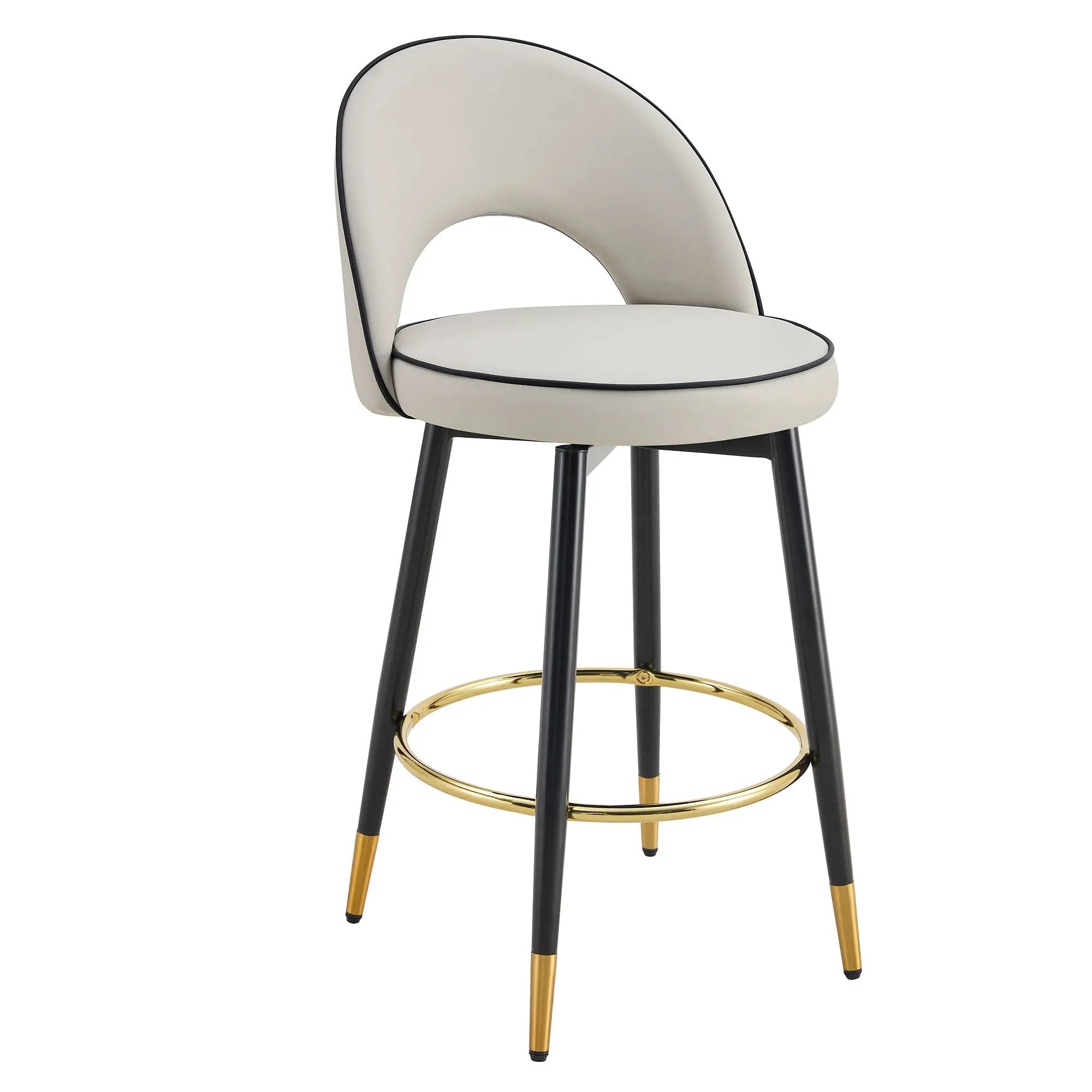 Modern Upholstered 360° Rotatable Bar Chair With Metal Legs For Dining Room (Set of 2)