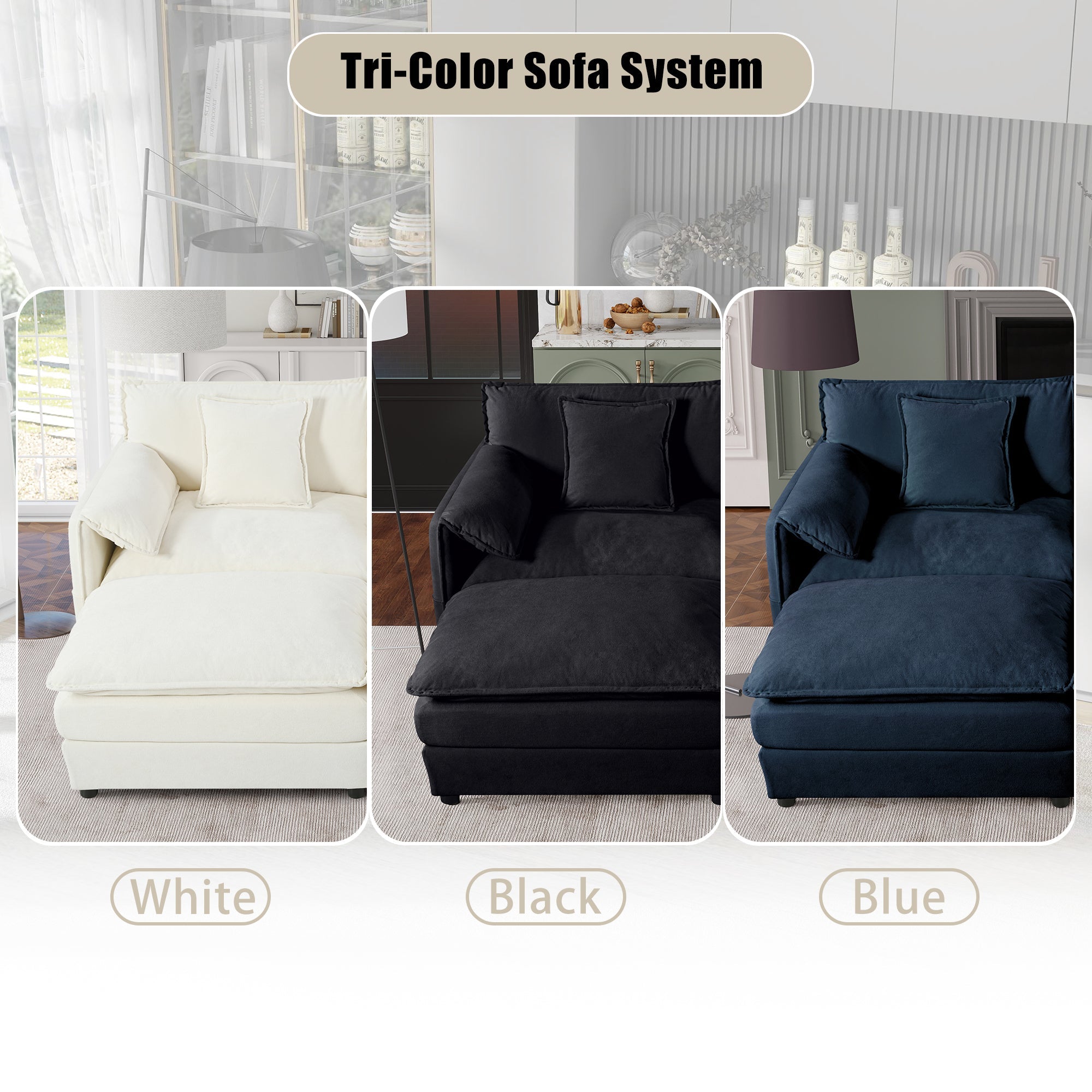 Oversized Chenille Loveseat Sofa, Oversized 2-Seater Small Cloud Couch, Modern Comfy Deep Seat Love Seat for Living Room Bedroom Office Apartment,DIY Combination,Beige