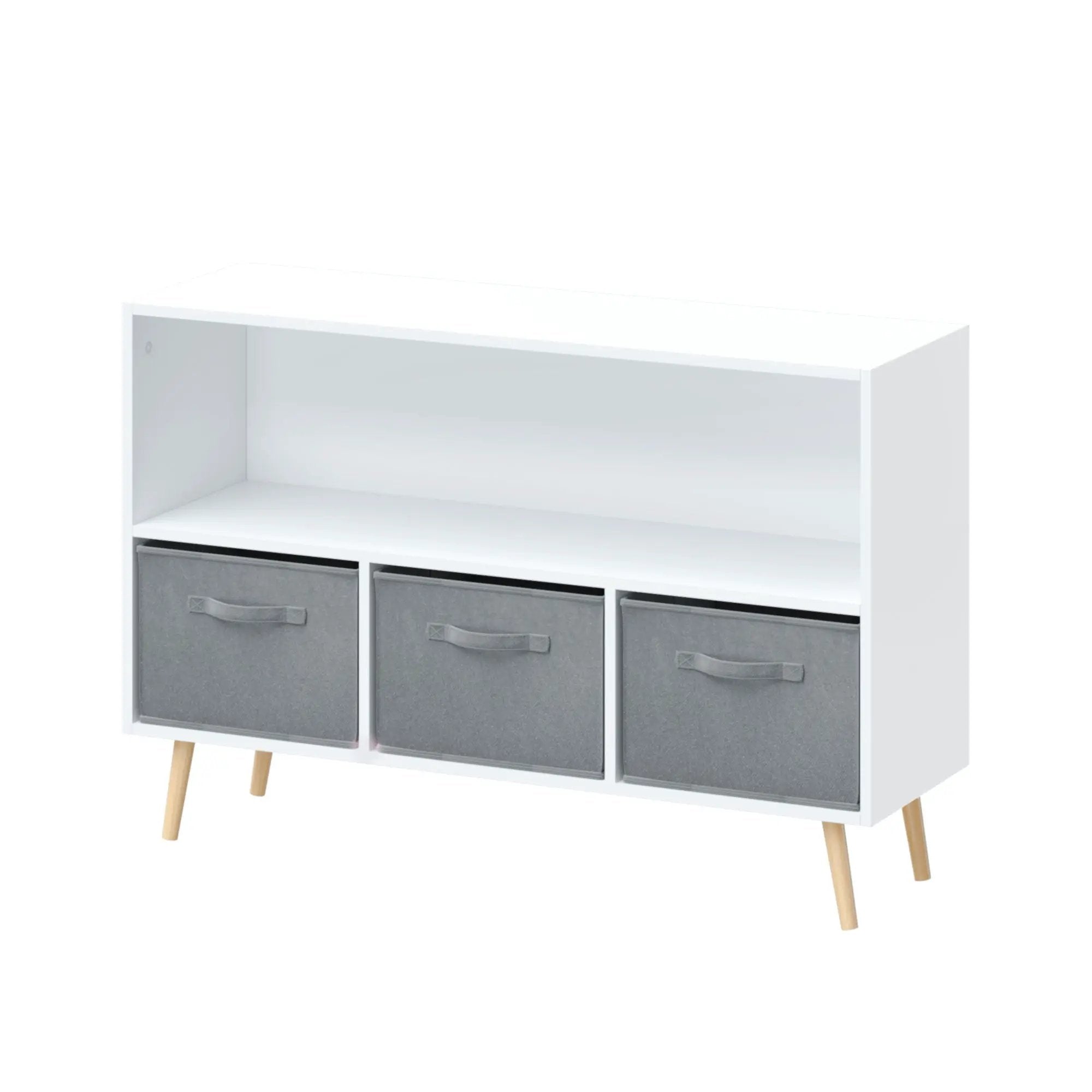 Bookcase With Collapsible Drawers, Book Display Organizer