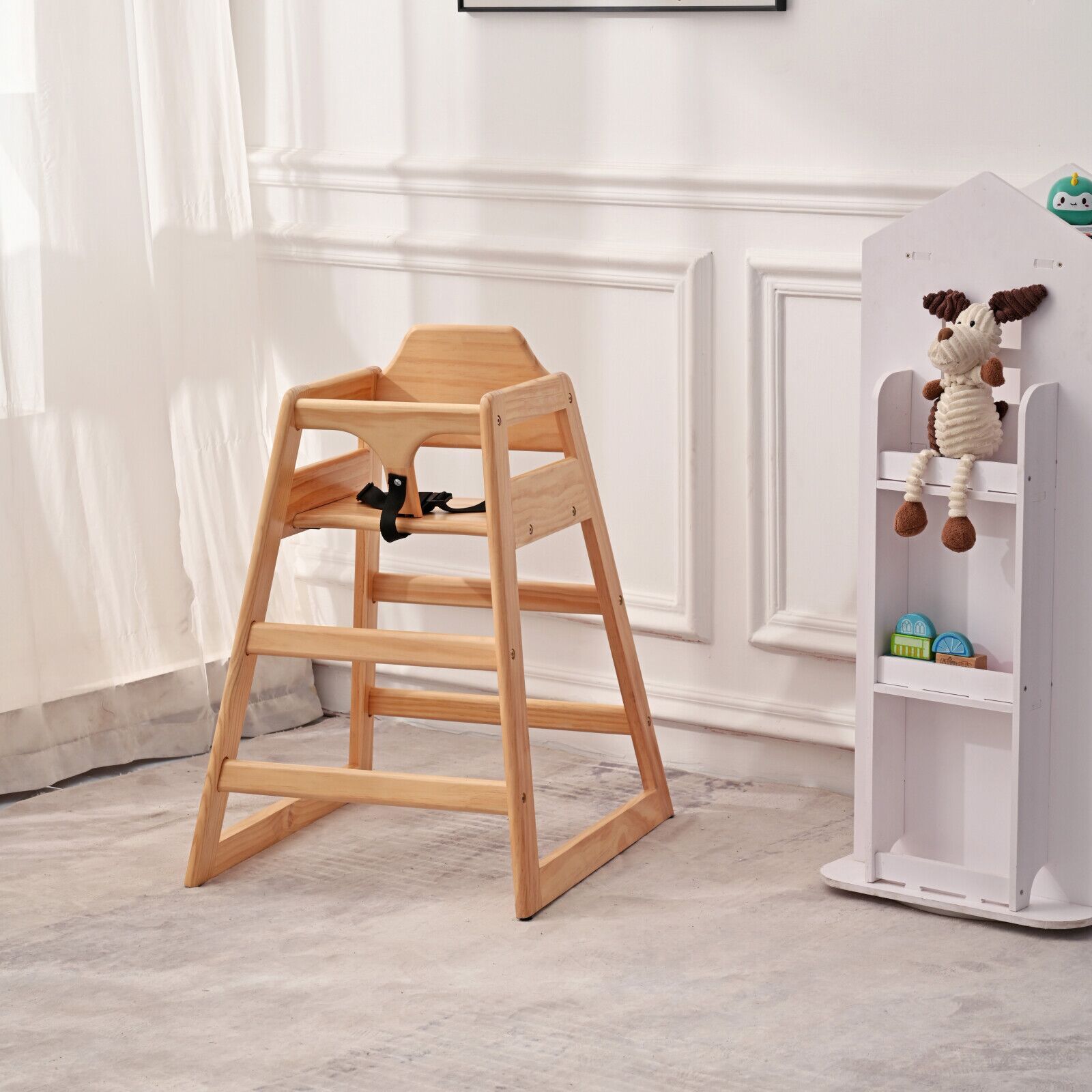 Wooden Double Solid Wood Feeding, Eat & Grow Portable High, Easy to Clean Baby Booster Chair in Natural Finish
