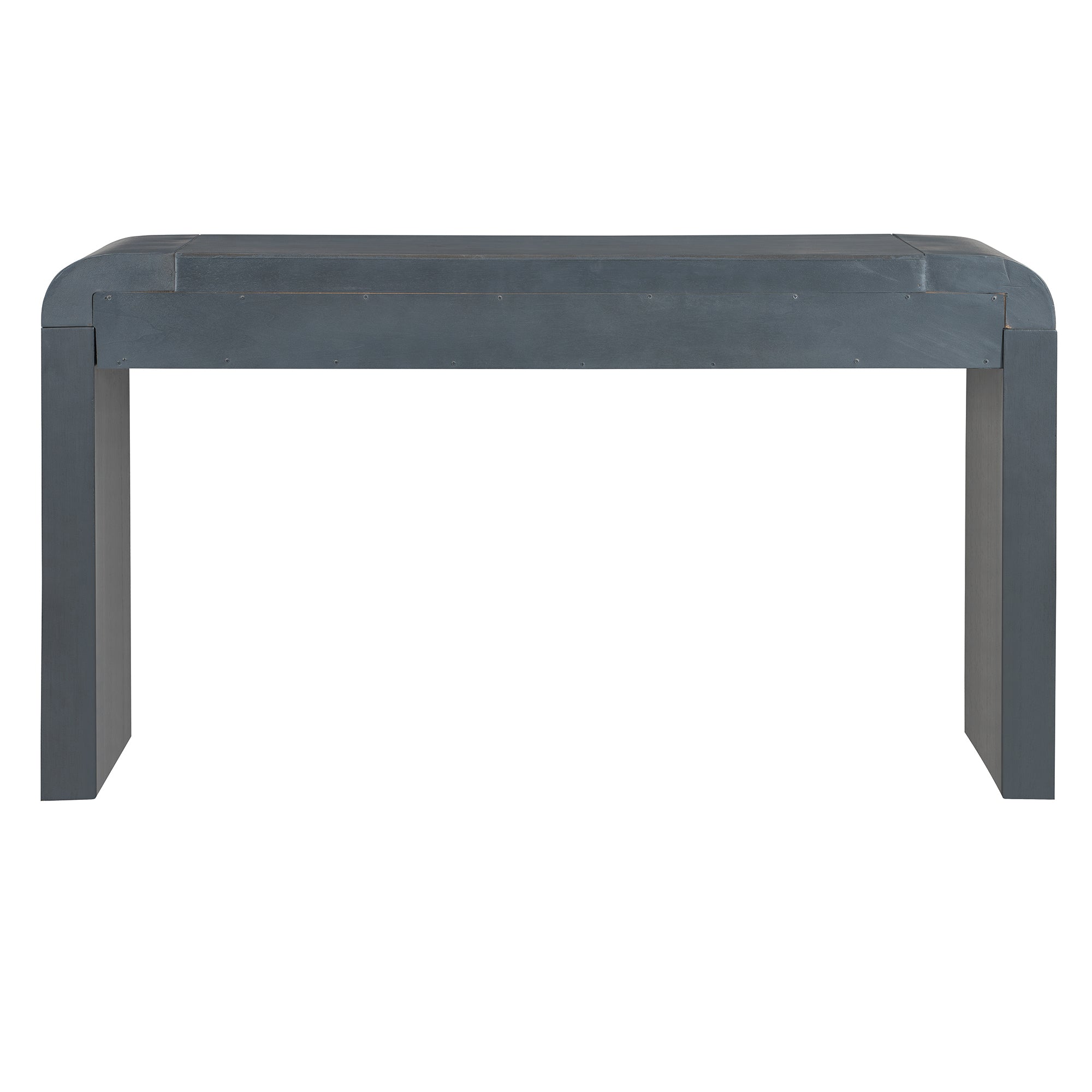 TREXM Rustic Console Table with Fluted Drawer Front, Entryway Table with Curved Corners & Thick Legs, Sturdy Sofa Table for Hallway & Living Room (Dark Navy)