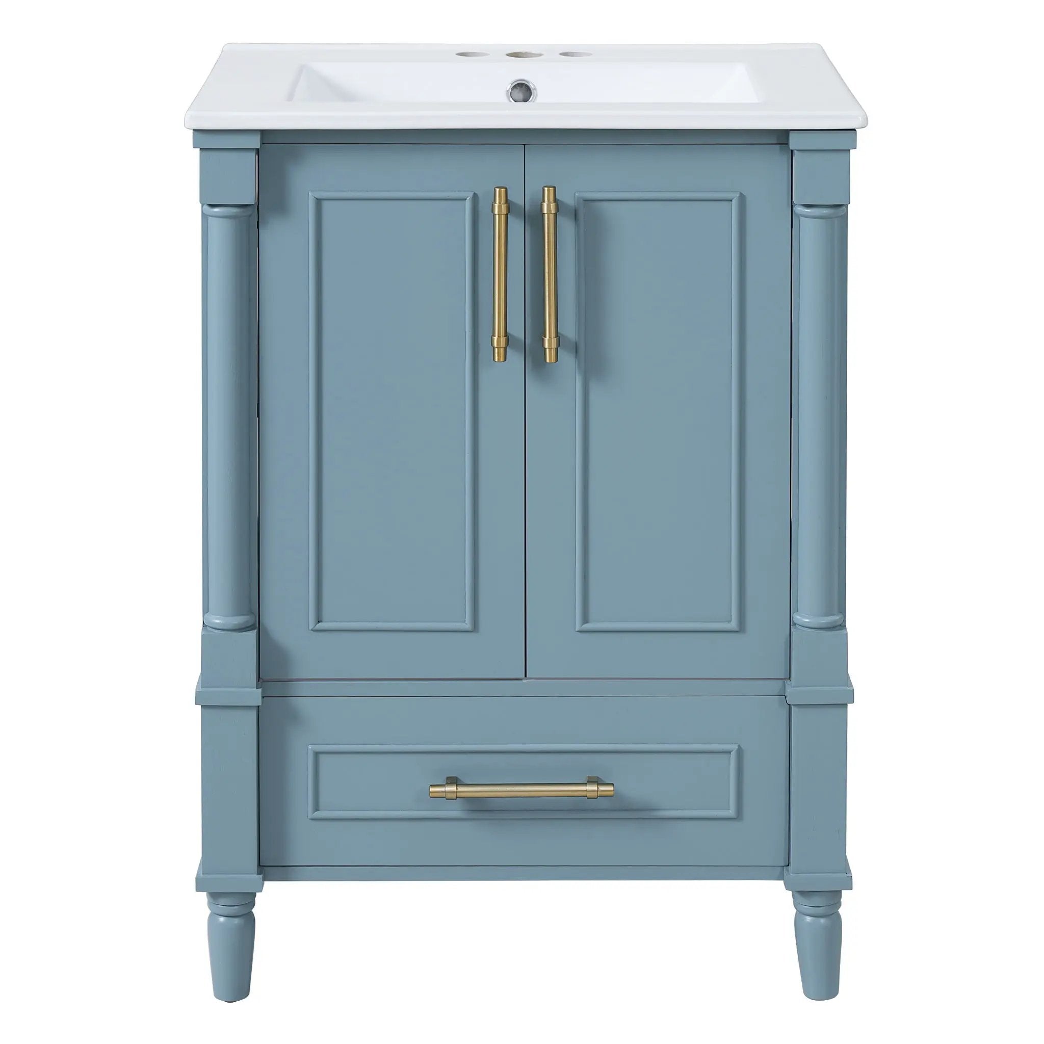 Bathroom Vanity With Ornate French Cylinder Legs, Soft Close Drawer
