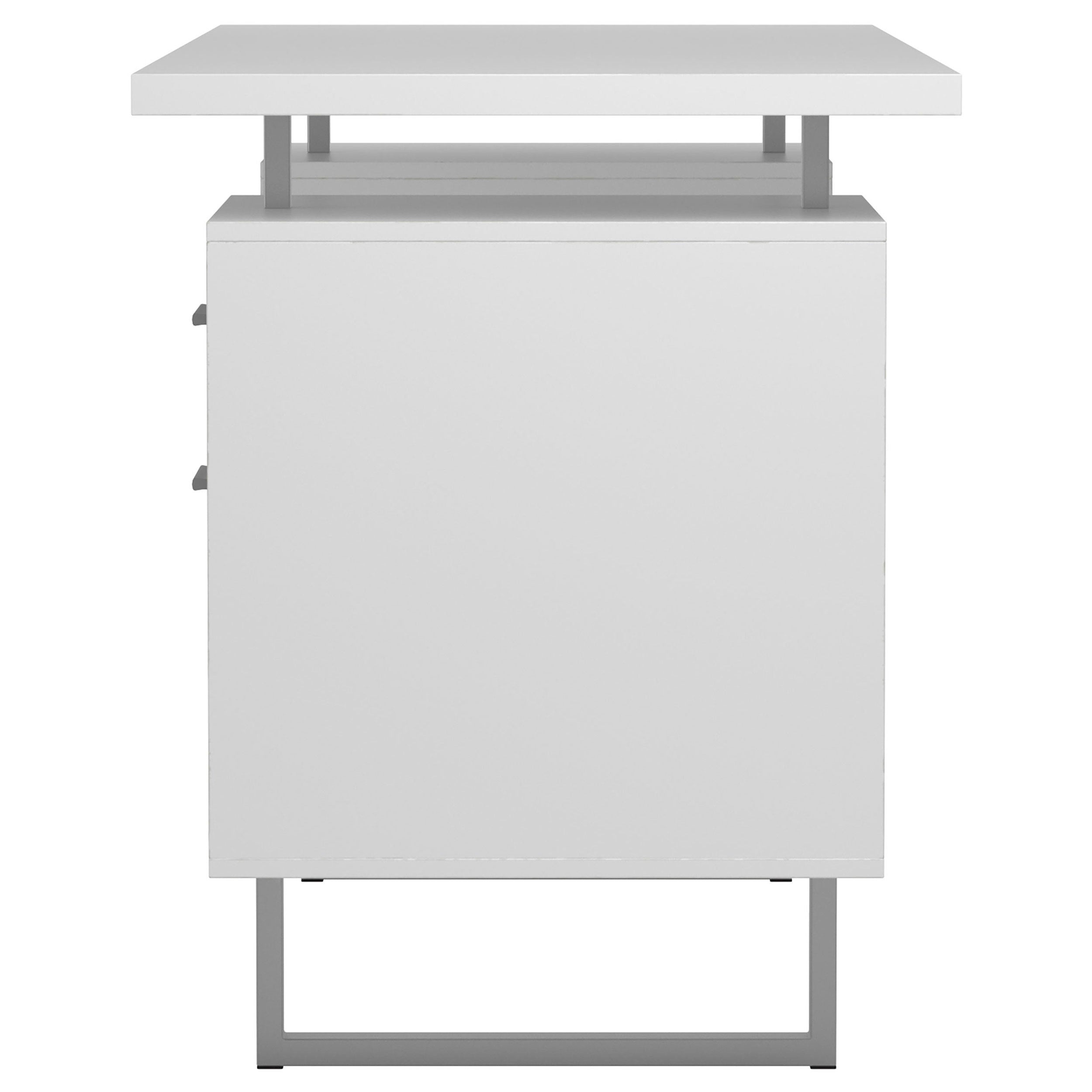Jensen White High Gloss 2-Drawer Computer Desk