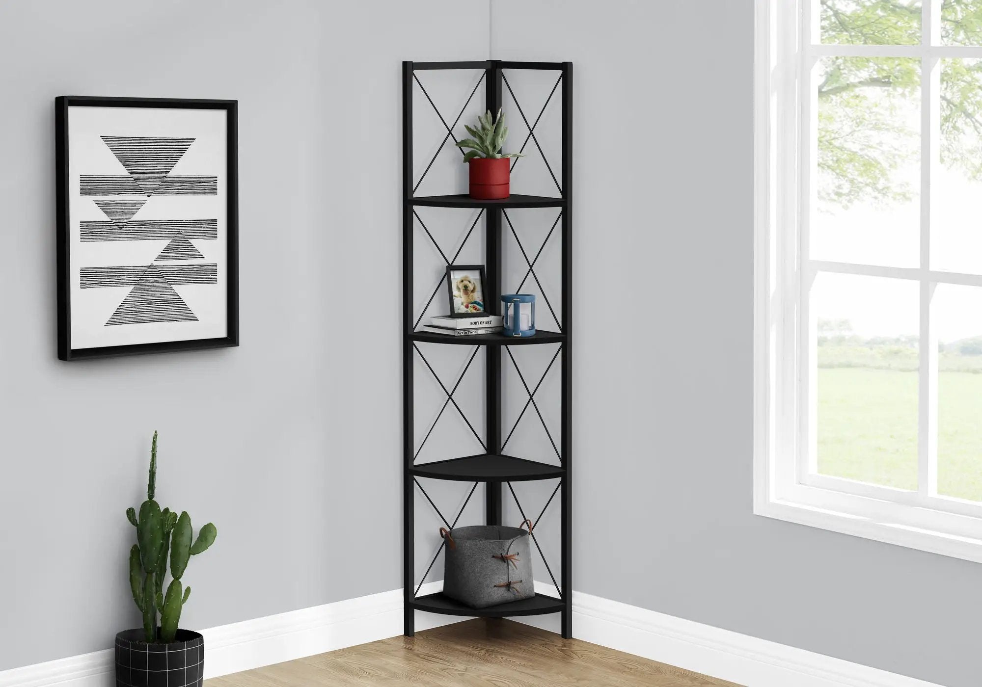 Bookshelf, Bookcase, Etagere, Corner, 4 Tier, Office