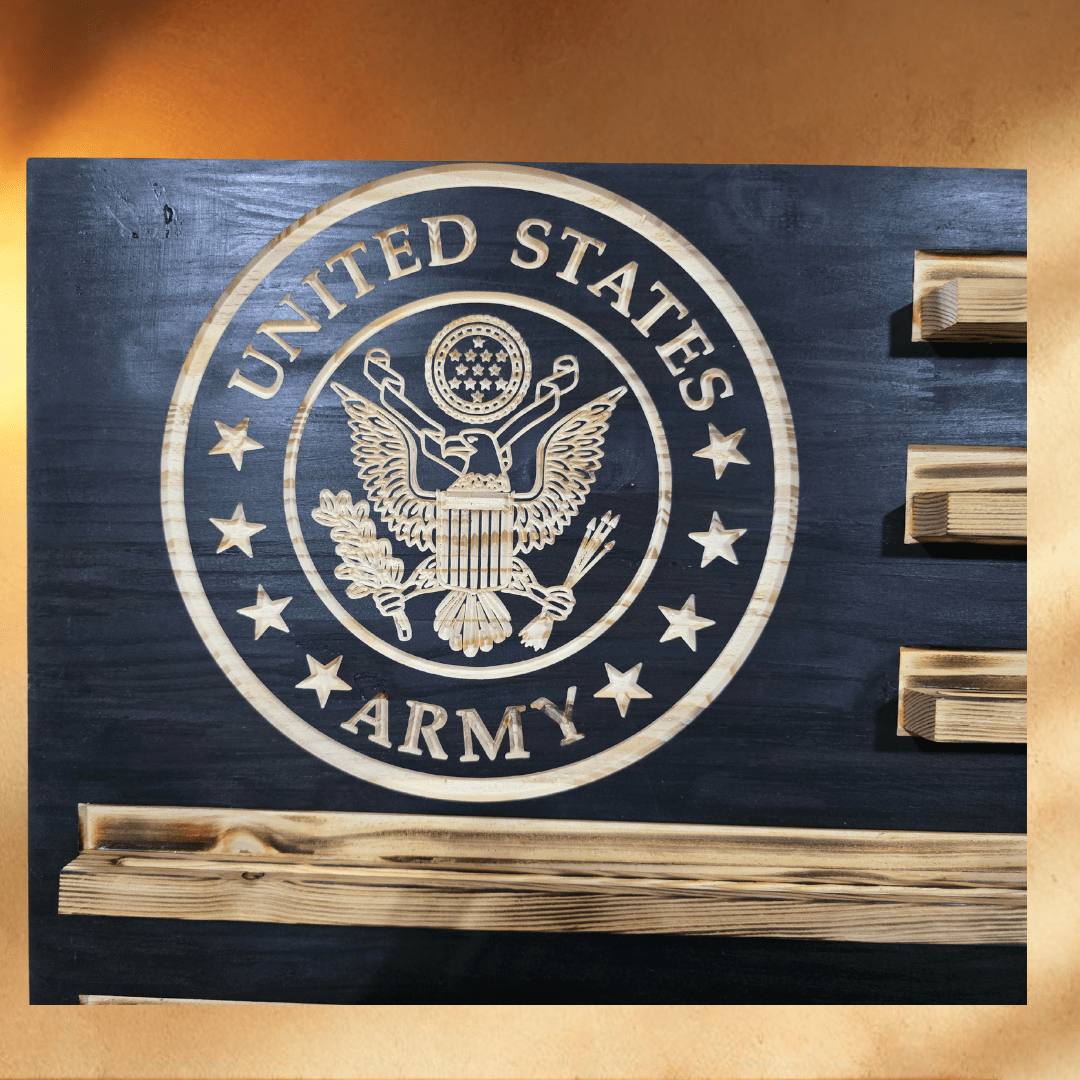 Challenge coin display wood sign