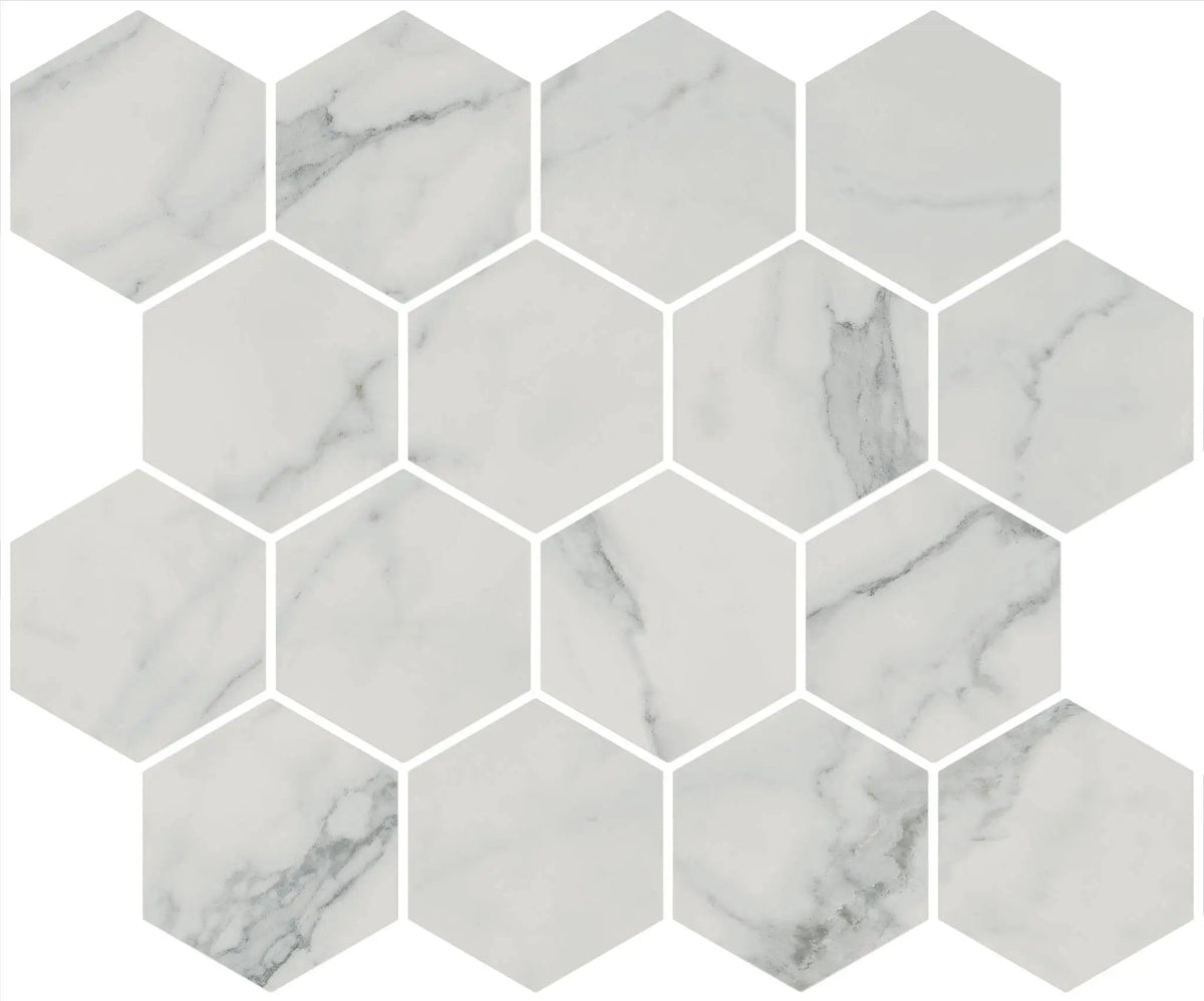 Charme Veined Statuario Cove Base Marble Look Porcelain 6x12