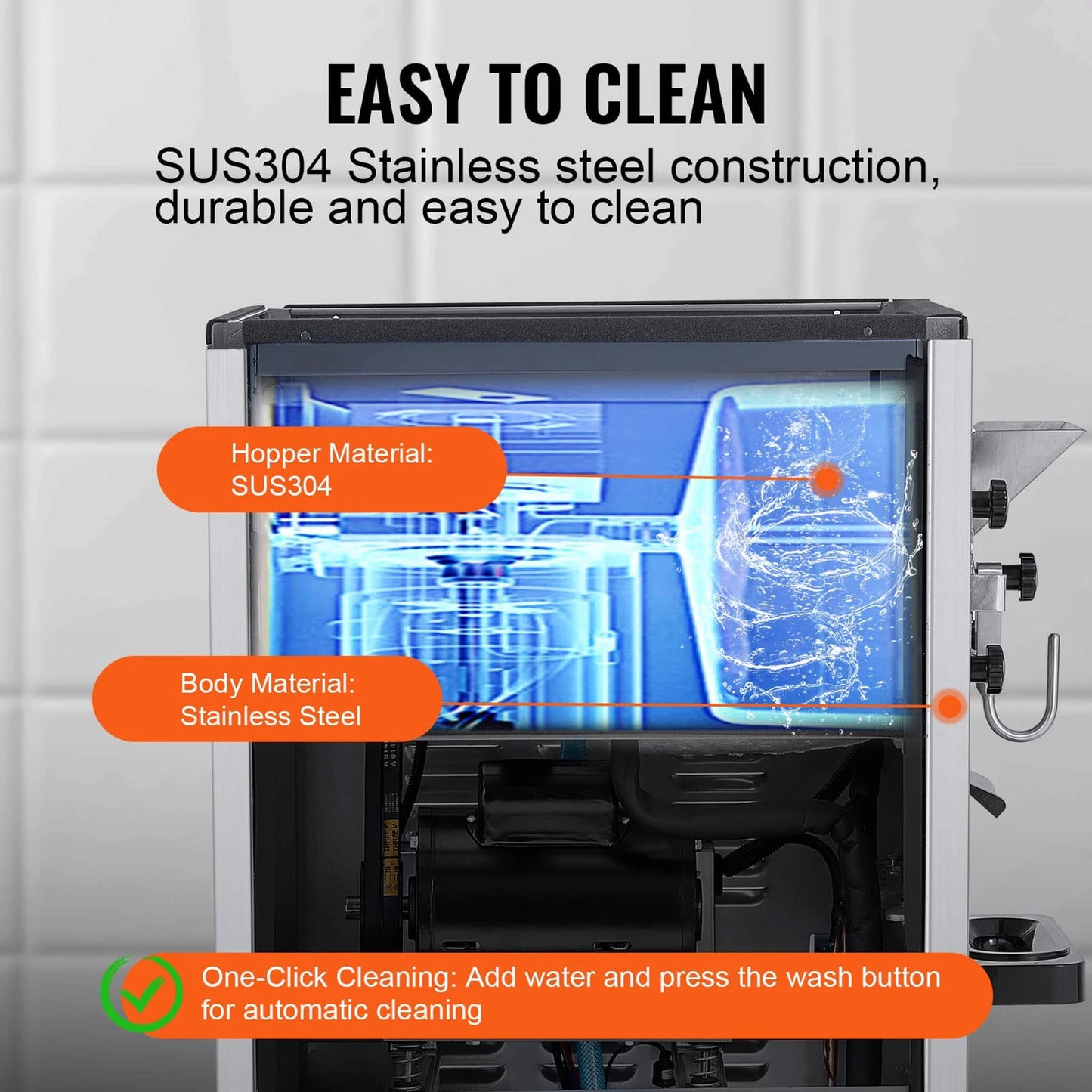 Commercial Single-Flavor Hard Serve Stainless Steel Ice Cream Machine, 20-25L/H (SAK20782)