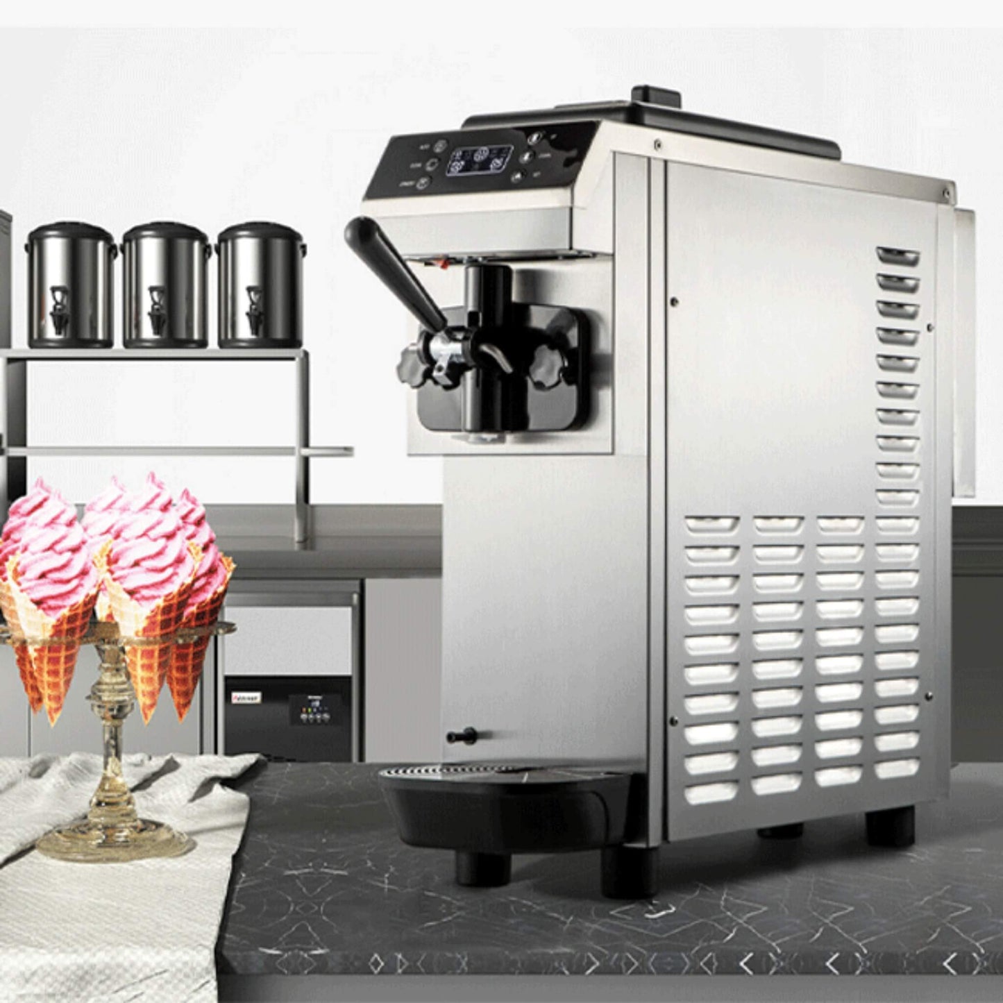 Commercial Single Flavor Soft Serve Ice Cream Machine Maker, 13L/H (SAK84035)