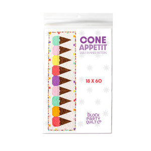 Ice Cream Cone Table Runner Pattern by Block Party Quilt Co, cone-themed sewing pattern.