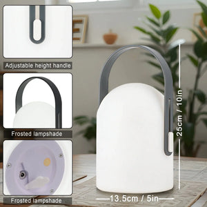 4000mAh portable outdoor table lamp by JHY DESIGN; frosted lampshade, gray metal frame, adjustable height