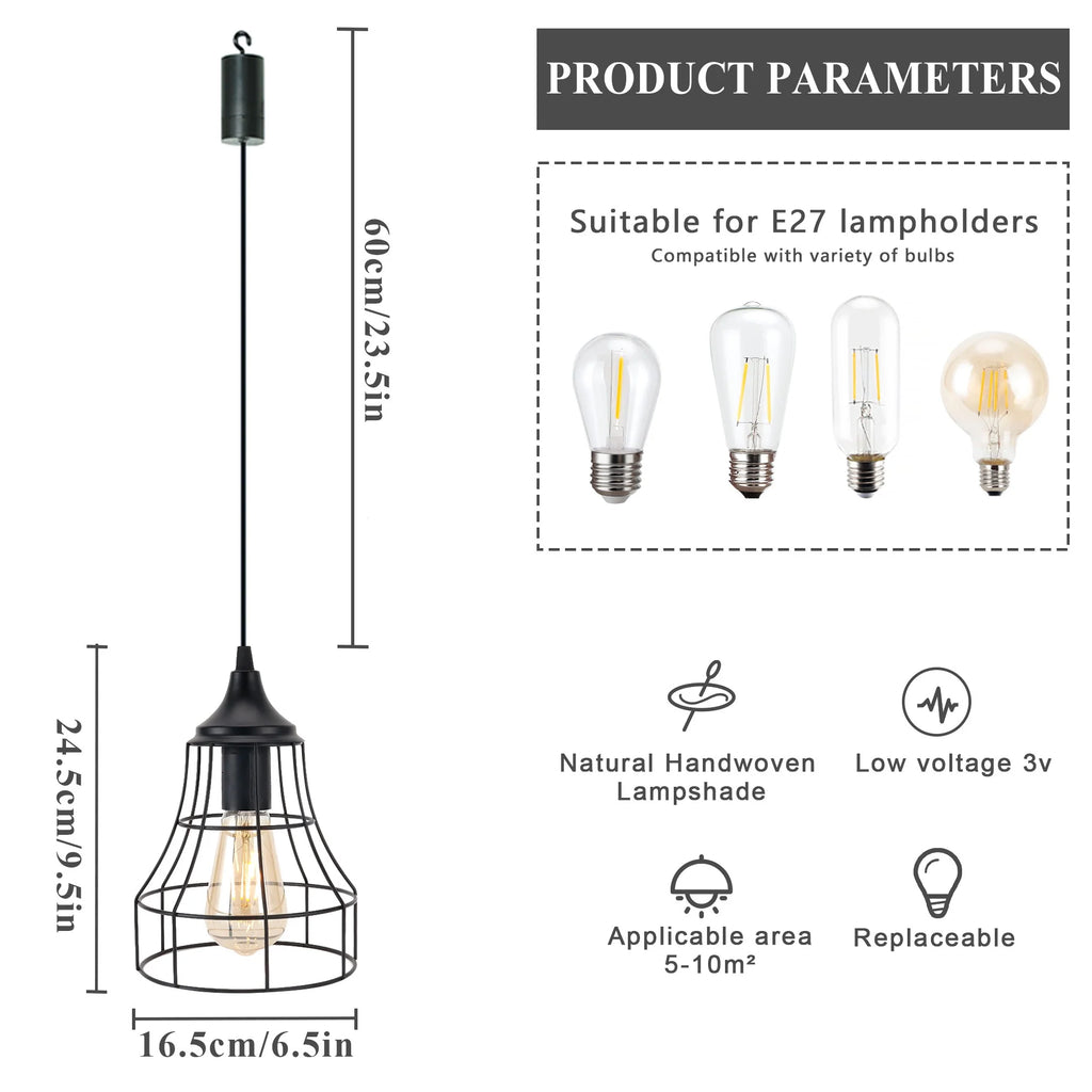 Set of 2 Metal Cage Hanging Lamps
