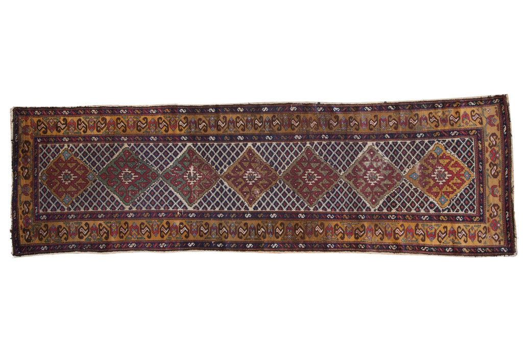 3.5x10.5 Vintage Caucasian Rug Runner