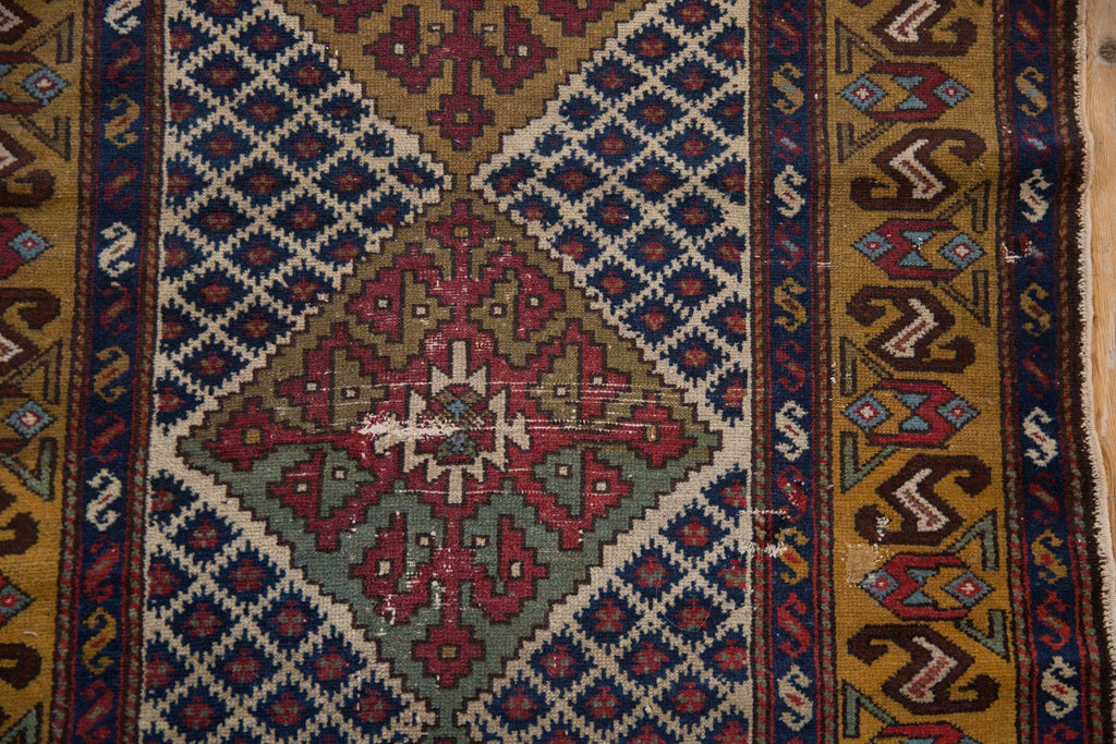 3.5x10.5 Vintage Caucasian Rug Runner