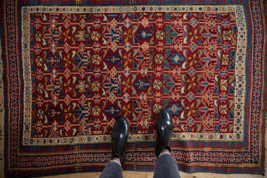 4x5 Antique Caucasian Square Rug
