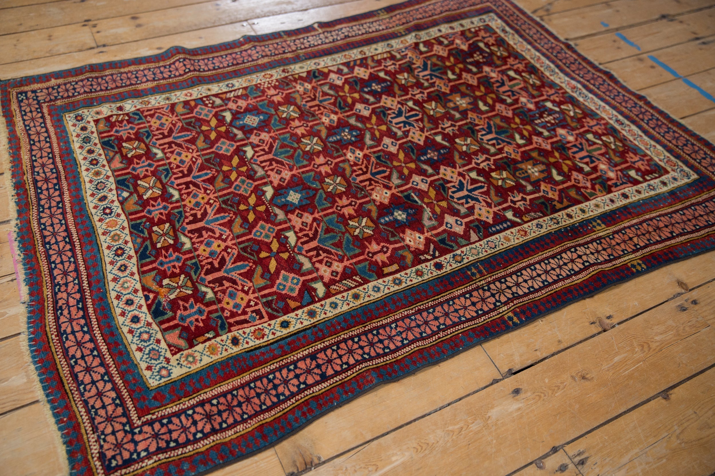 4x5 Antique Caucasian Square Rug