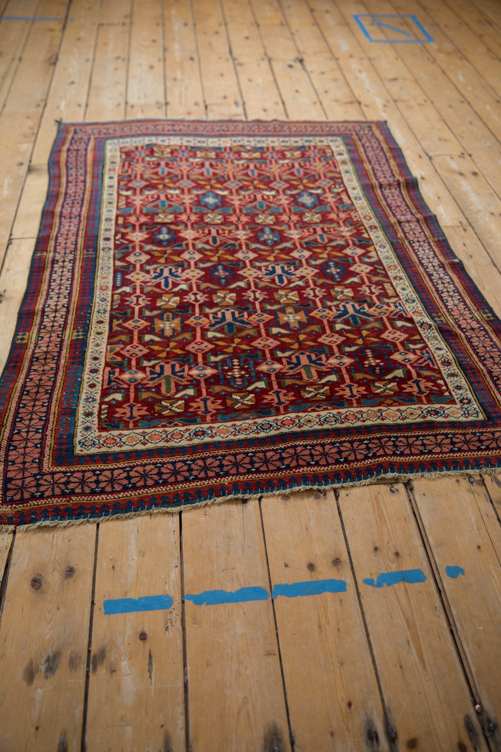 4x5 Antique Caucasian Square Rug