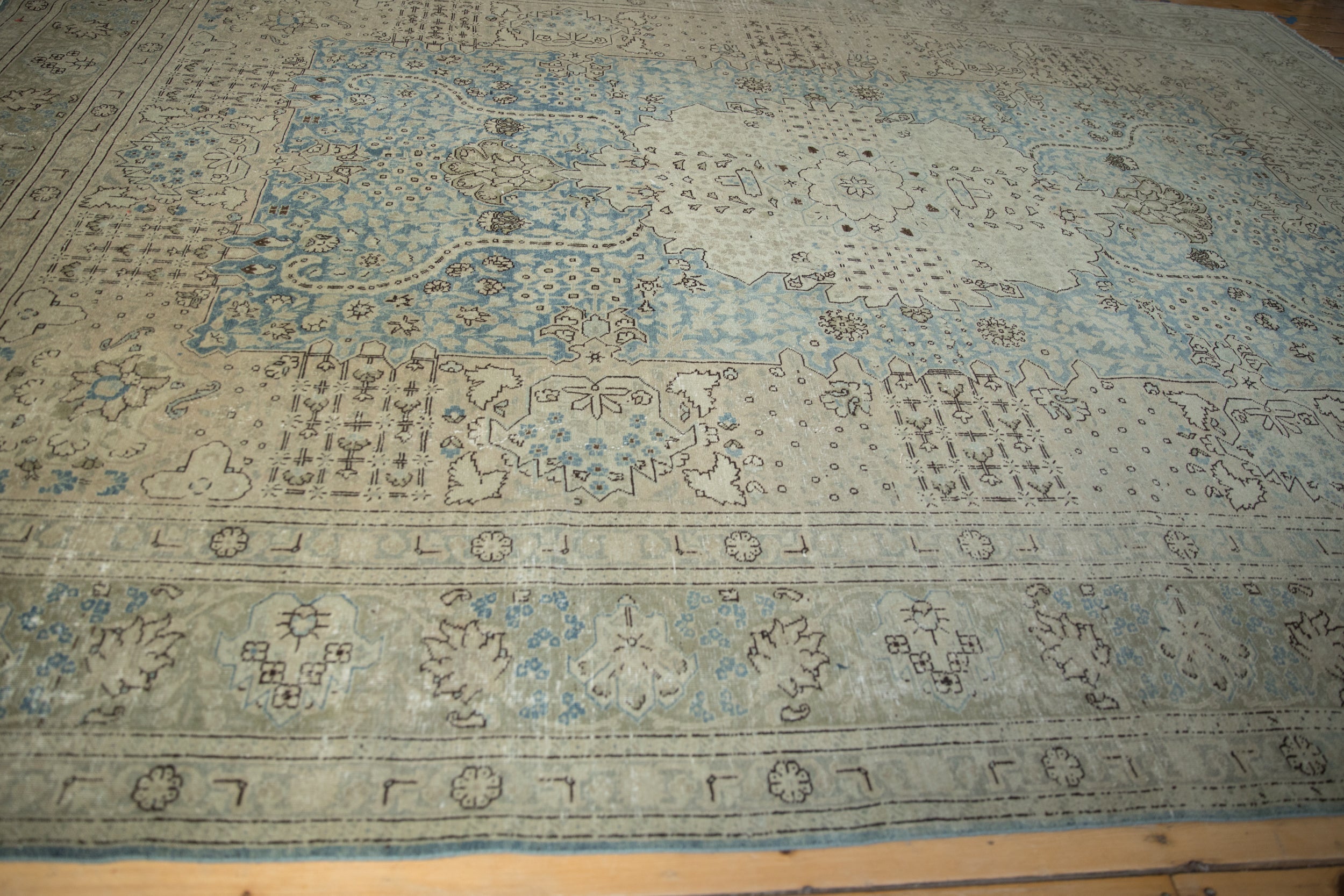 9x12.5 Vintage Distressed Tabriz Carpet