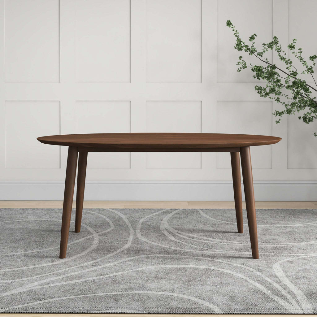 Ada Mid Century Modern Solid Wood Walnut Oval Dining Table for Dining Room or Kitchen 29.5'H x 35.4'D x 66.9'W Kitchen Dining Room Dinner Pedestal Table,Space Saving Wood Kitchen & Dining Room