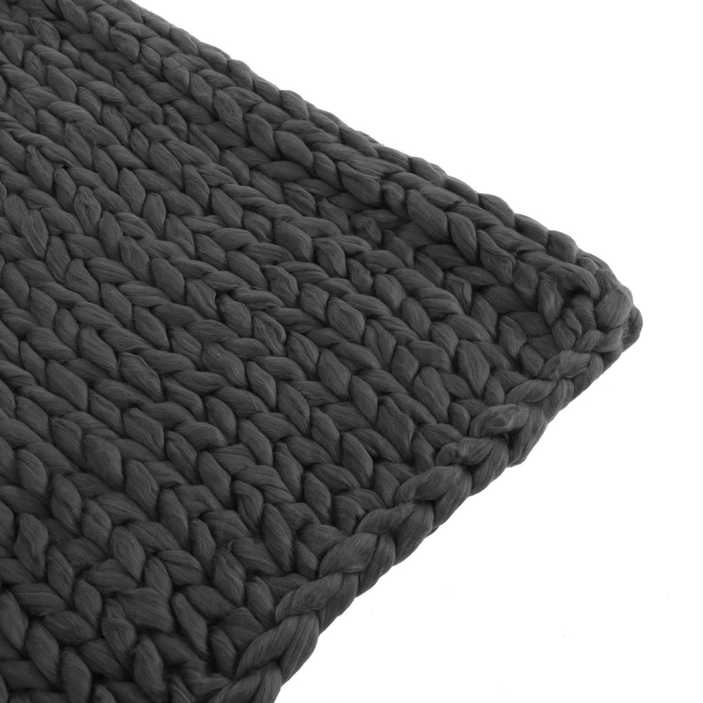 Cozy Knitted Acrylic Throw Blanket with Double Sided Design in Dark Grey, 50x60 Inches