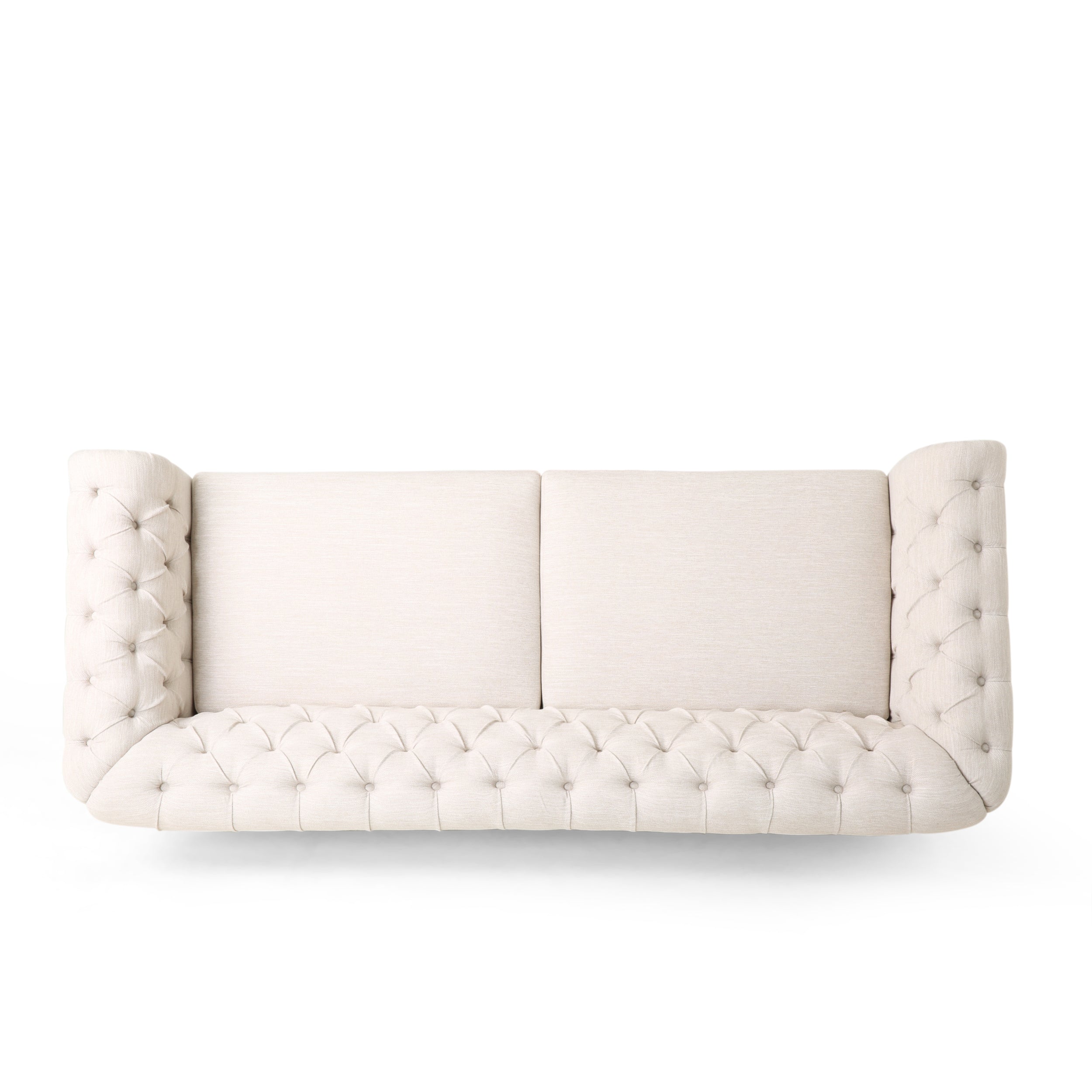 Mirod Retro Style Comfy 3-Seat Sofa with Wooden Legs, Beige Polyester, 78.75'' Wide