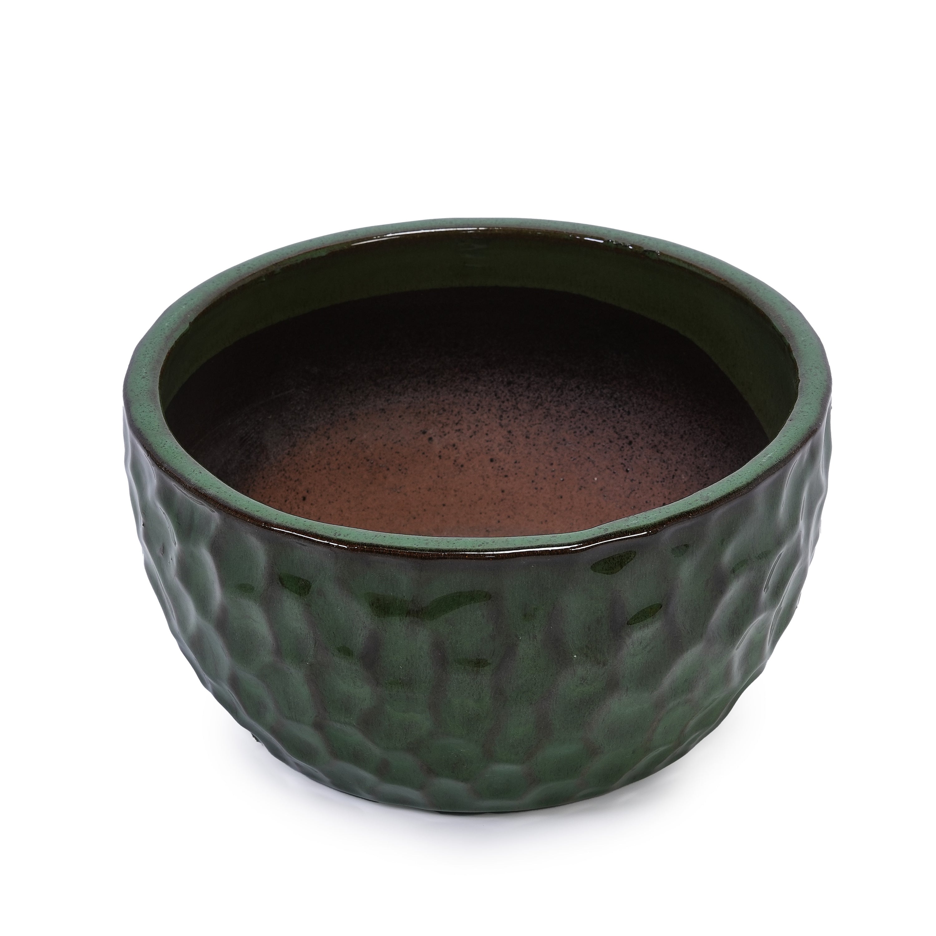 3 Pieces Ceramic Flowerpot, Modern Planter for Patio, Garden or Windowsills - Antique Green