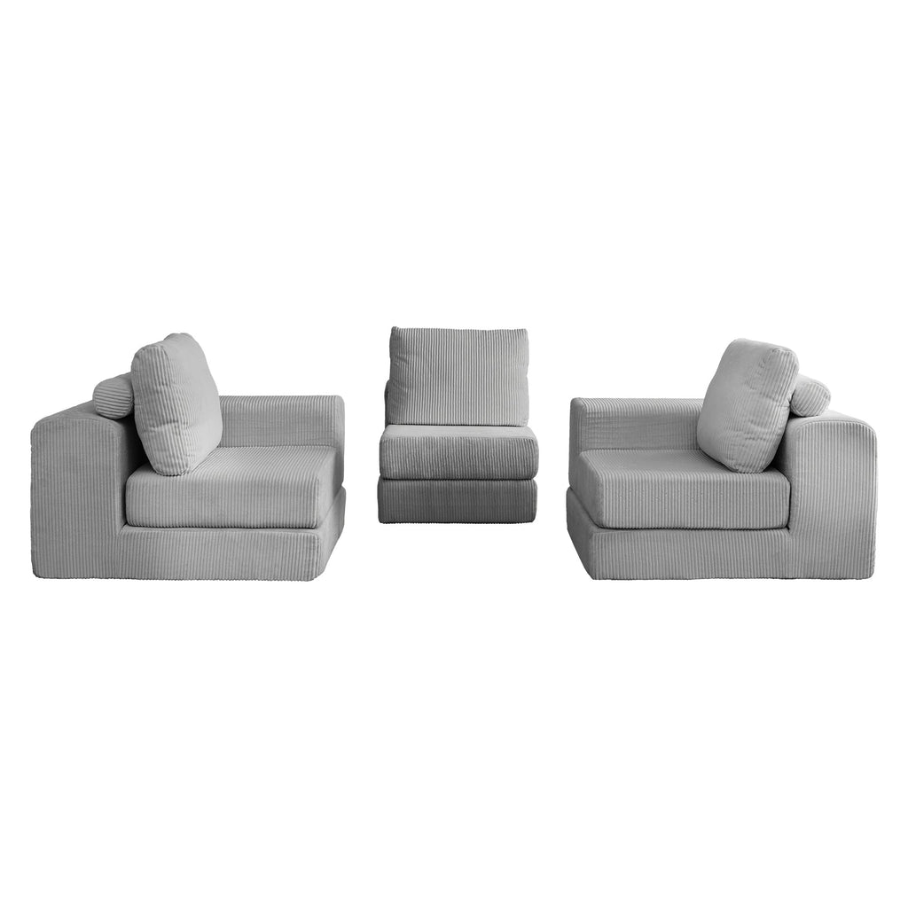108'' Modular Sectional 3-Seater Cloud Sofa,Corduroy Convertible Sofa Bed
