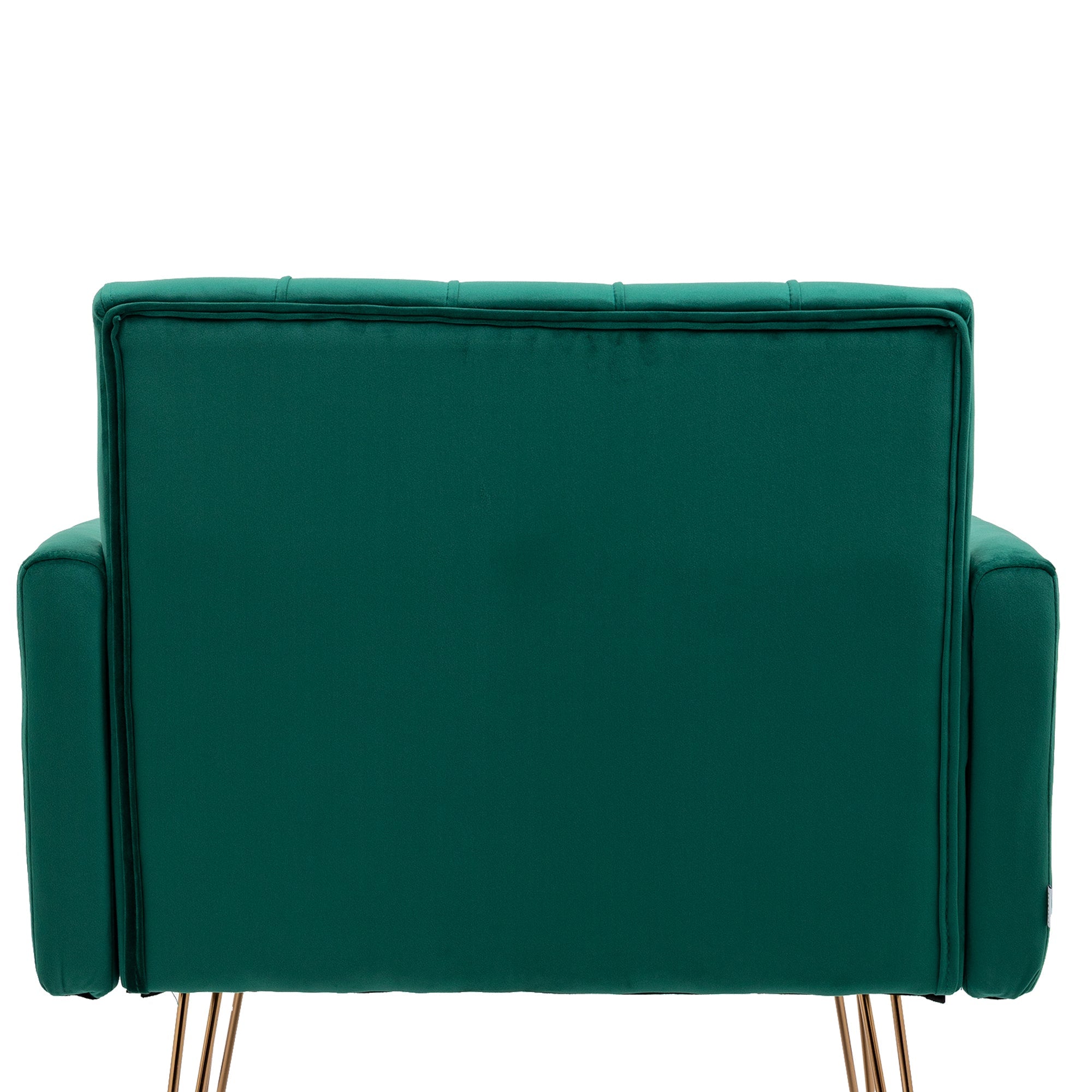 COOLMORE Velvet Armchair Single Sofa Modern Tufted Upholstered Side Reading Chairs with Arm and Gold Metal Leg for Living Room Bedroom (Green)