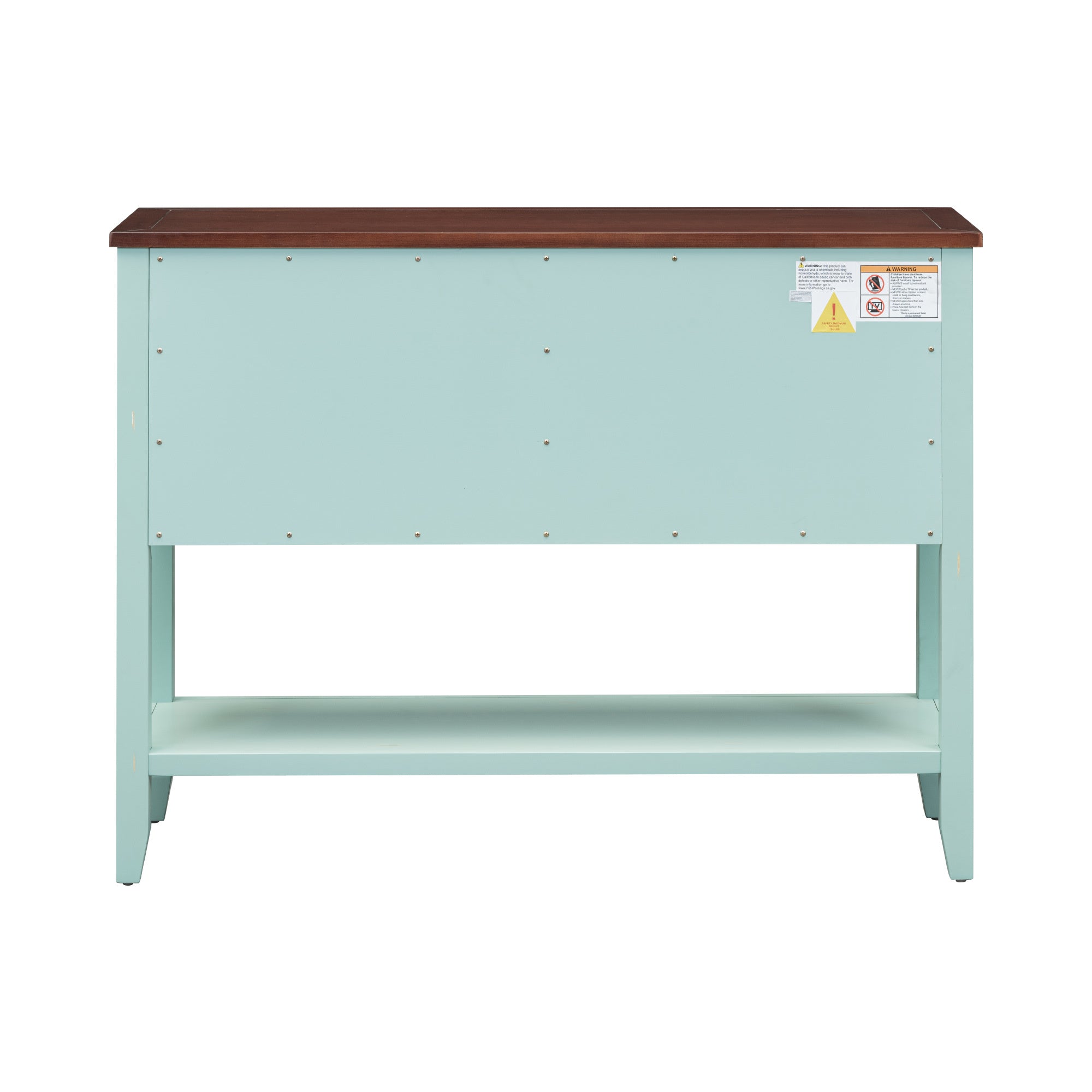 TREXM Cambridge Series  Ample Storage Vintage Console Table with Four Small Drawers and Bottom Shelf for Living Rooms, Entrances and Kitchens (Retro Blue, OLD SKU: WF190263AAC)