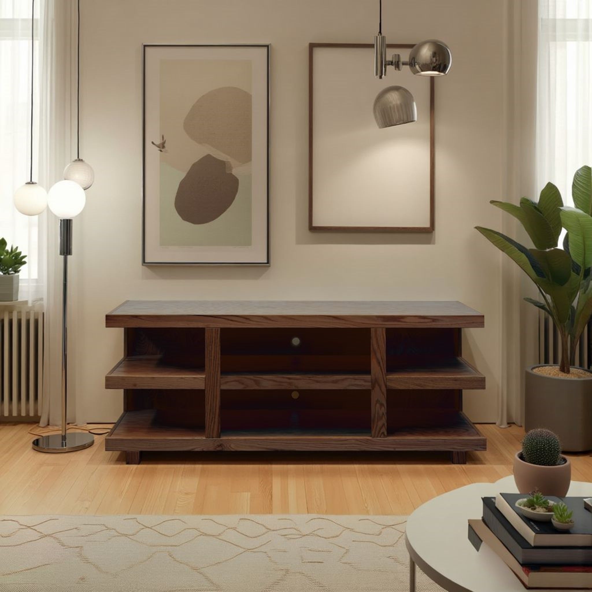 Laurel Canyon 64 inch TV Stand for TVs up to 70 inches, No Assembly Required, Oak Bourbon Finish
