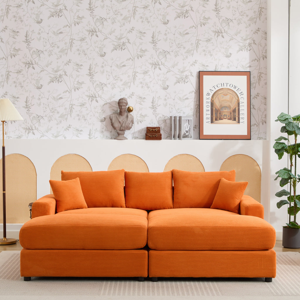 Modern Sectional Couch , 2 Pieces Corduroy Couch Cushion Covers , Soft Stretch Sofa Slipcovers with 2pcs Pillows