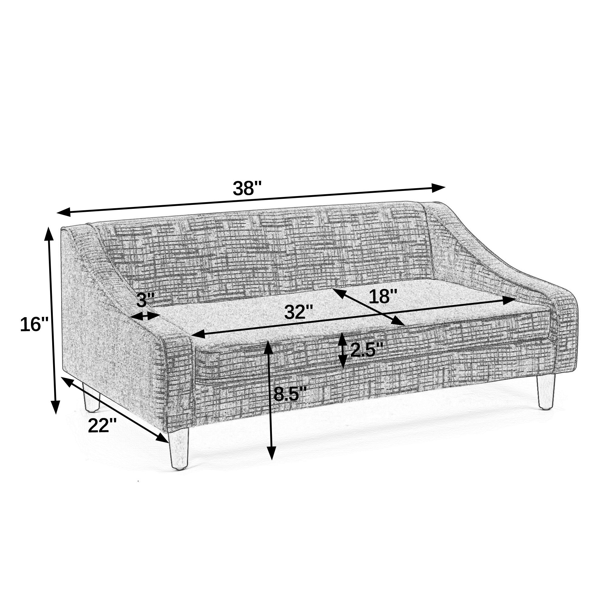 Durable Elevated Dog Sofa Bed,Pet sofa with modern irregular armrest design,Comfortable soft dog sofa-Beige