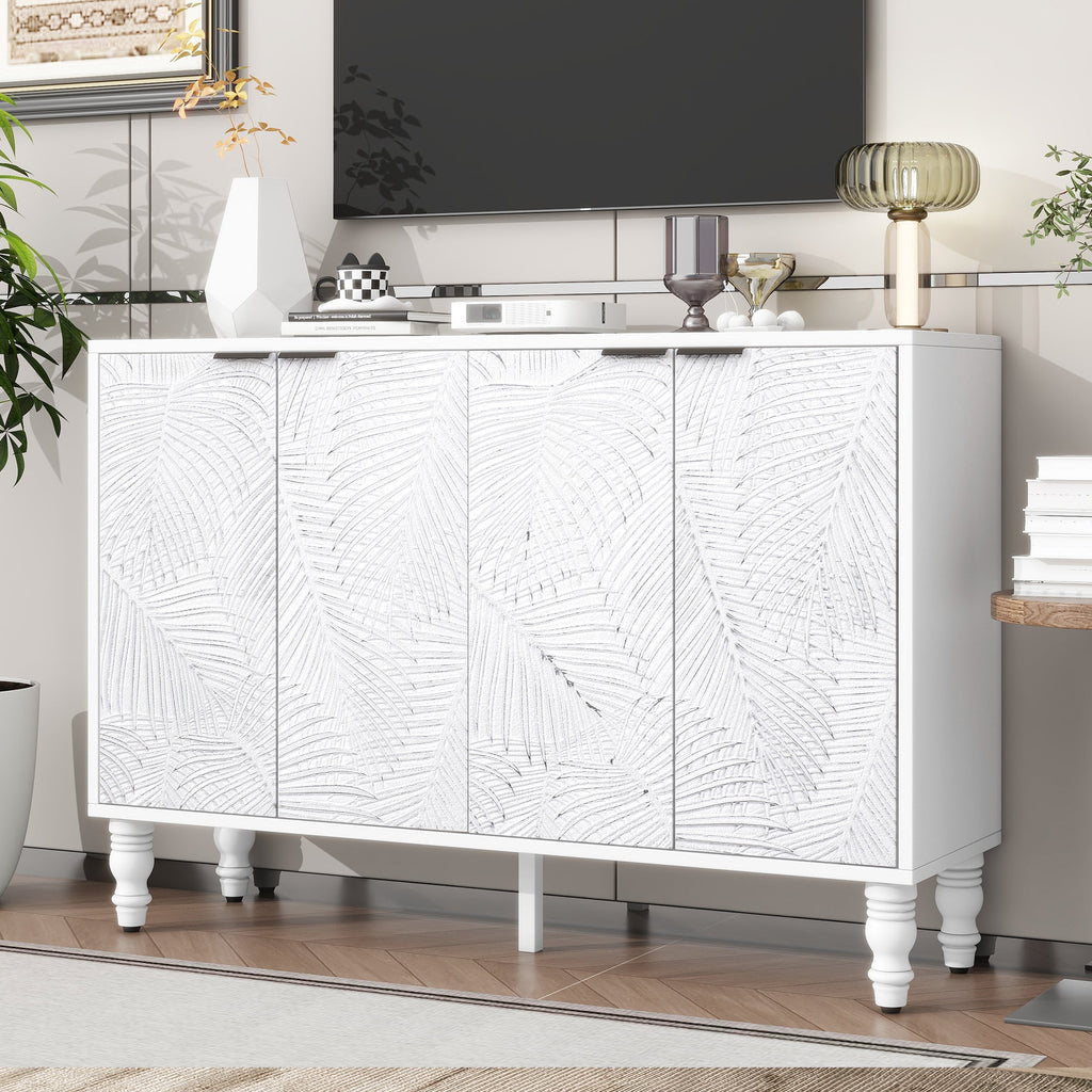 U-Can 47.2'' Modern TV Stand, Entertainment Center Media Console with 2 Spacious Storage Space, Solid Wood Legs and Anti-tip Device For Living room, Up to 43''