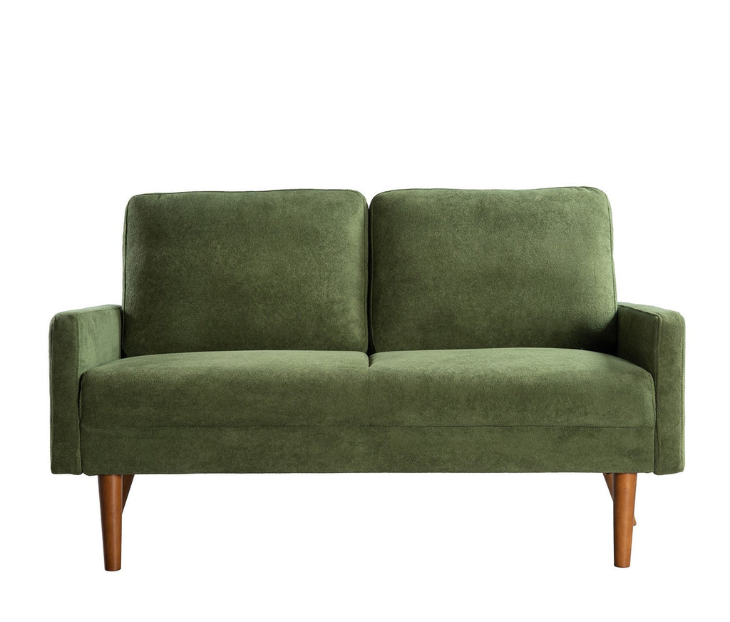 Velvet Loveseat Sofa, European Style with Sleek Design, Modern & Vintage Flair, Upholstered 2 Seater Couch, Chic Living Room Furniture Seating for Home, Apartment or Office, Green