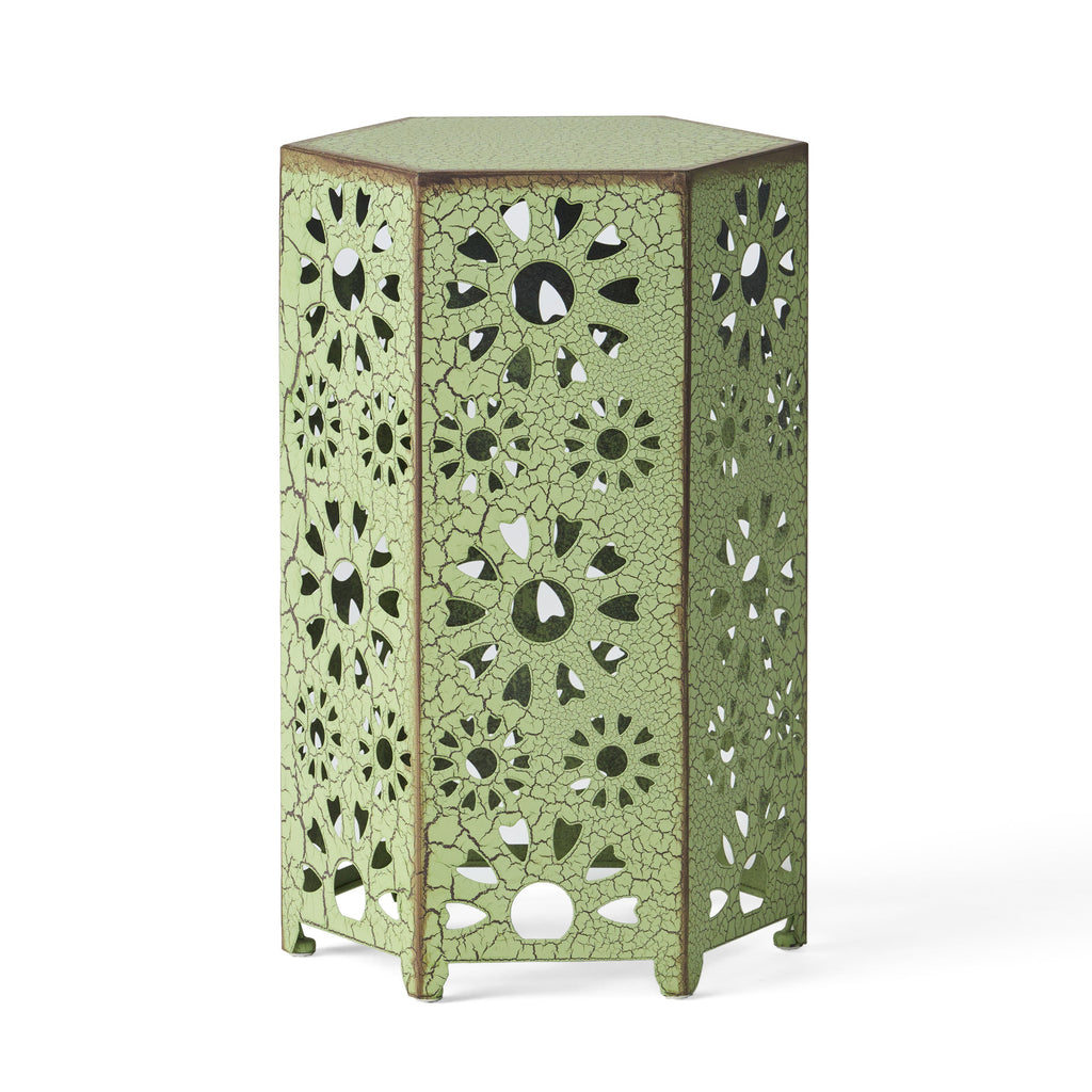 ELIANA 12' Side Table Sunburst Design Green Iron Compact