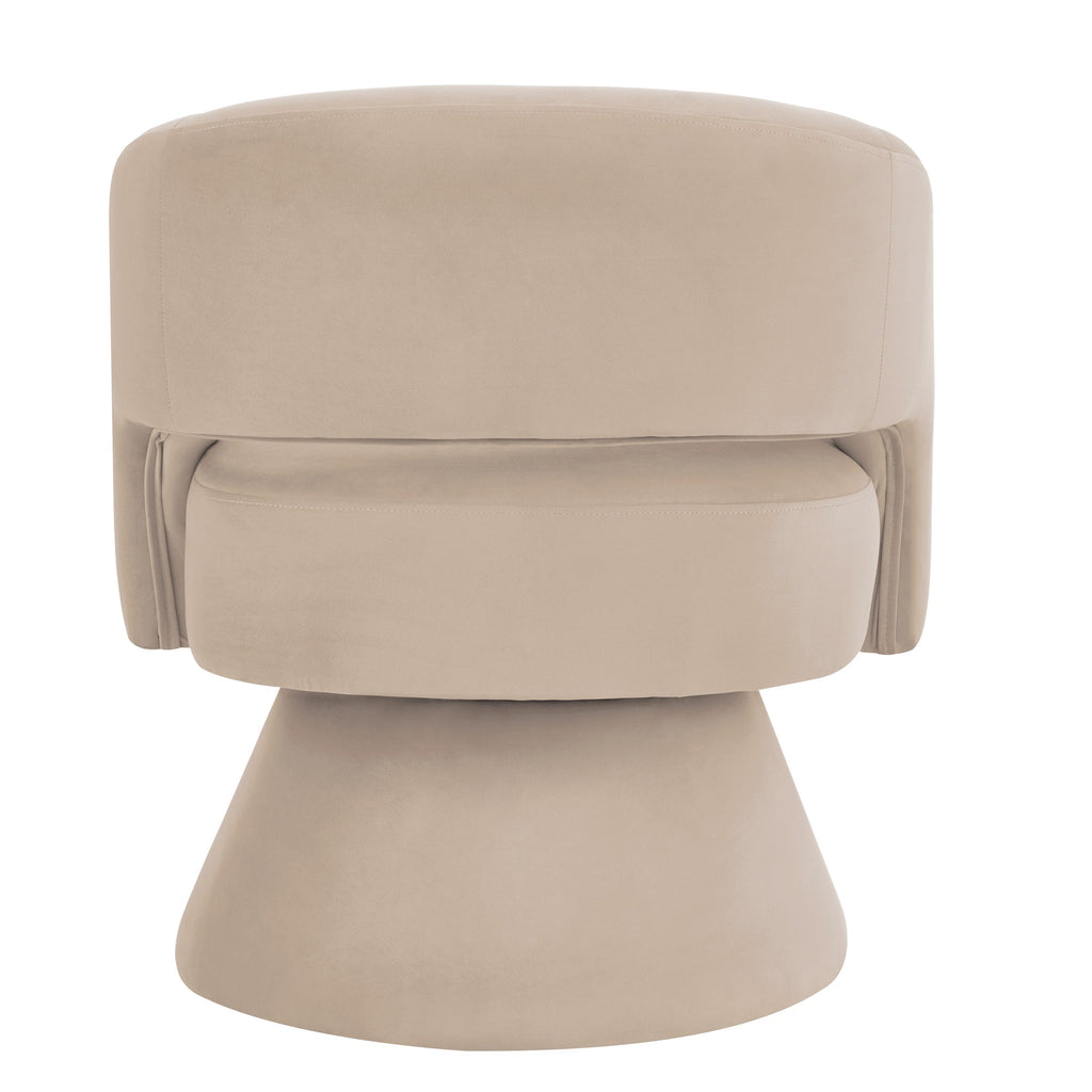 Modern Swivel Barrel Chair, Upholstered Velvet Round Accent Chairs,360 Degree Comfy Swivel Chair with Open Backrest, Single Chair Armchair for Living Room Bedroom, Homerest,Taupe ( Beige)