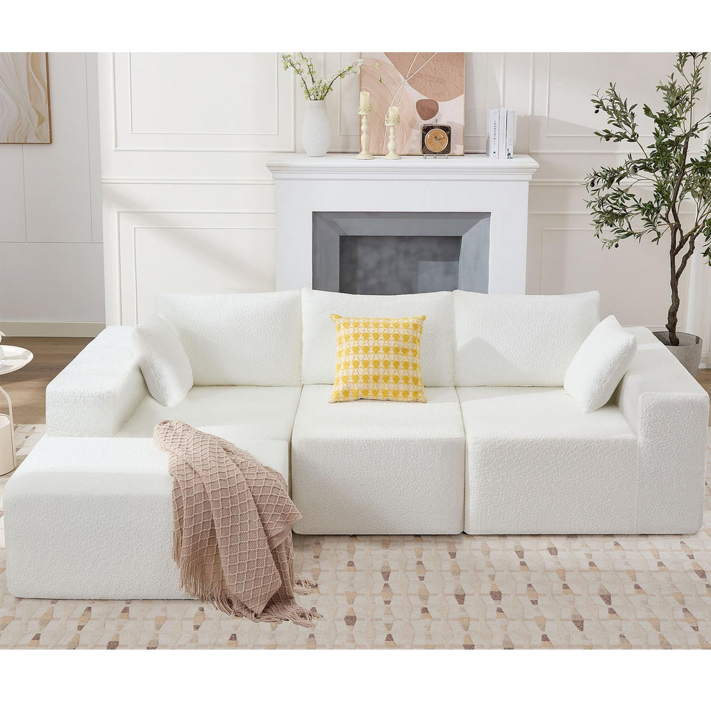 103' Modular Sectional Sofa, L Shaped Cloud Sectional Couch with Deep Seats, Modern Boneless Couch with Chaise, No Assembly Foam Couches, Upholstered Couches for Living Room & Bedroom & Game Room
